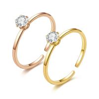 Titantium Steel finger ring, Titan Stål, med Cubic Zirconia, mode smycken & för kvinna, fler färger för val, 5mm,2*1.2mm, Säljs av PC