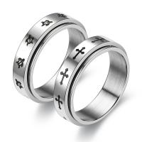 Couple Finger Rings, Titanium Steel, polished, Unisex & different size for choice, silver color, 3x2.20mm, Sold By PC