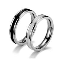 Couple Finger Rings, Titanium Steel, Unisex & different size for choice & enamel, silver color, 4x1.80mm, Sold By PC