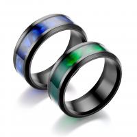 Titanium Steel Finger Ring with Shell Vacuum Ion Plating fashion jewelry & for man black Sold By PC