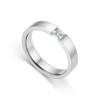 Titantium Steel finger ring, Titan Stål, polerad, Unisex & olika storlek för val & micro bana cubic zirconia, silver, 4x2mm, Säljs av PC