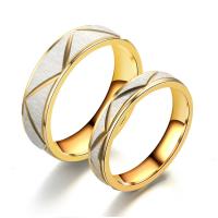 Stainless Steel Finger Ring, Titanium Steel, 24K gold plated, Unisex & different size for choice, golden, 4mm,6mm, Sold By PC