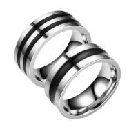 Titantium Steel fingerring, Titanium Stål, poleret, forskellig størrelse for valg & forskellige stilarter for valg & for mennesket & emalje, sølv, 8x2mm, Solgt af PC