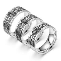 Пальцевидное Кольцо Титановой Стали, титан, помазать, ювелирные изделия моды & разный размер для выбора & Мужский, серебряный, 8x2mm, продается PC