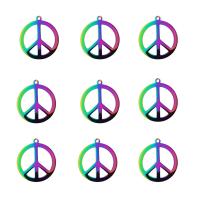 Titanium Steel Pendants, Peace Logo, Vacuum Ion Plating, DIY, more colors for choice, 35mm, Sold By PC