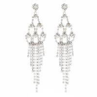 Fashion Fringe Earrings Brass plated fashion jewelry & for woman & with rhinestone nickel lead & cadmium free Sold By Pair