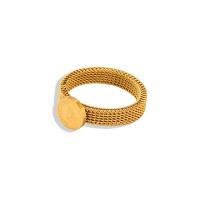 Titanium Steel Finger Ring, Flat Round, Vacuum Ion Plating, fashion jewelry & Unisex & different size for choice, golden, 8mm,4mm, US Ring Size:5-9, Sold By PC