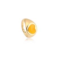 Ring Finger mosiądz, Platerowane prawdziwym złotem, Regulowane & z serca wzór & dla kobiety & emalia, wielokolorowy, 23mm, sprzedane przez PC