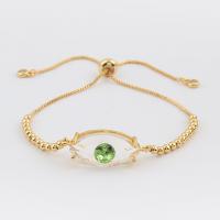 Bracelet Evil Eye bijoux, laiton, Plaqué d'or, pavé de micro zircon & pour femme, plus de couleurs à choisir, Vendu par PC