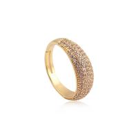 Cúbicos Circonia Micro Pave anillo de latón, metal, chapado en oro real, Ajustable & micro arcilla de zirconia cúbica & para mujer, más colores para la opción, 23mm, Vendido por UD