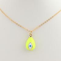 Evil Eye Jewelry Necklace, Brass, real gold plated, for woman & enamel, more colors for choice, 440mm, Sold By PC