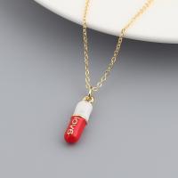 Brass Necklace Capsule real gold plated for woman & enamel 440mm Sold By PC