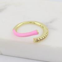 Cubic Zirconia Micro Pave Brass Ring real gold plated Adjustable & micro pave cubic zirconia & for woman & enamel 22mm Sold By PC
