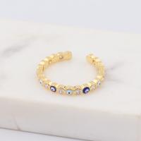 Evil Eye Jewelry Ring Finger, cobre, banhado, Ajustável & micro pavimento em zircônia cúbica & para mulher & esmalte, Mais cores pare escolha, vendido por PC