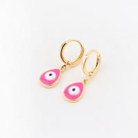 Evil Eye Earrings Brass real gold plated & for woman & enamel 10mm Sold By Pair
