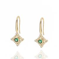 Cubic Zircon (CZ) Drop Earring Brass gold color plated & micro pave cubic zirconia & for woman green Sold By Pair