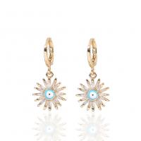 Evil Eye Earrings Brass gold color plated micro pave cubic zirconia & for woman & enamel Sold By Pair