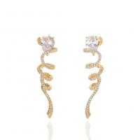 Cubic Zirconia Micro Pave Brass Earring gold color plated micro pave cubic zirconia & for woman Sold By PC