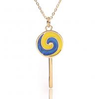 Brass Necklace, Lollipop, gold color plated, for woman & enamel, more colors for choice, 41x15.80mm, Length:Approx 17.7 Inch, Sold By PC