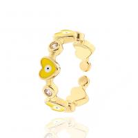 Evil Eye Jewelry Finger Ring Brass gold color plated micro pave cubic zirconia & for woman & enamel 22mm Sold By PC