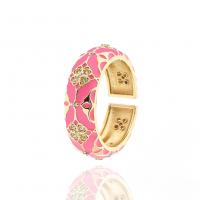 Brass Cuff Finger Ring gold color plated micro pave cubic zirconia & for woman & enamel 23mm Sold By PC