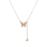 Cubic Zircon Micro Pave Brass Necklace, with Resin Shell, with 1.96inch extender chain, Butterfly, gold color plated, micro pave cubic zirconia & for woman, 15x20mm, Length:Approx 16.5 Inch, Sold By PC