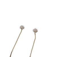 Cubic Zirconia Micro Pave Brass Earring, with Plastic Pearl, gold color plated, different styles for choice & micro pave cubic zirconia & for woman, 5x60mm, Sold By Pair