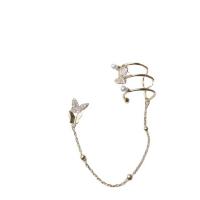 Mode Örhänge Cuff, Mässing, med Plast Pearl, Fjäril, guldfärg pläterade, olika stilar för val & micro bana cubic zirconia & för kvinna, 110mm, Säljs av PC