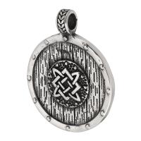 Stainless Steel Pendants, 304 Stainless Steel, Flat Round, blacken, original color, 34x42.50x3.50mm, Hole:Approx 5mm, Sold By PC