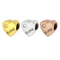 Stainless Steel Large Hole Beads 304 Stainless Steel Heart plated with letter pattern Approx 4.5mm Sold By PC