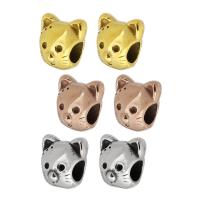 Stainless Steel Large Hole Beads, 304 Stainless Steel, Cat, plated, more colors for choice, 12x12x10mm, Hole:Approx 5mm, Sold By PC