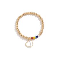 plástico revestido de cobre pulseira, with Seedbead & liga de zinco, joias de moda & para mulher, dourado, comprimento Aprox 7 inchaltura, vendido por PC
