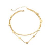 Multi Layer Necklace Iron with 2.7inch extender chain plated Double Layer & fashion jewelry & for woman nickel lead & cadmium free Length Approx 17.7 Inch Approx 15.7 Inch Sold By PC