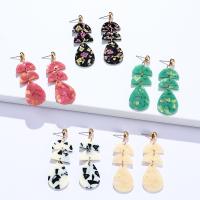 Earring Jewelry, Tibetan Style, with Acrylic, gold color plated, fashion jewelry & for woman, more colors for choice, nickel, lead & cadmium free, 66x21mm, Sold By Pair