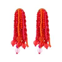 Fashion Fringe Earrings, Tibetan Style, with Seedbead & Resin, handmade, fashion jewelry & for woman, nickel, lead & cadmium free, 87x30mm, Sold By Pair