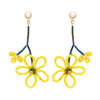 Earring Jewelry Zinc Alloy with Seedbead & Plastic Pearl Flower handmade fashion jewelry & for woman nickel lead & cadmium free Sold By Pair