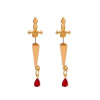 Zinc Alloy Earring Jacket gold color plated fashion jewelry & for woman & with rhinestone golden 38mm Sold By Pair