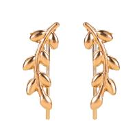 Zinc Alloy Stud Earring Leaf plated fashion jewelry & for woman 23mm Sold By Pair