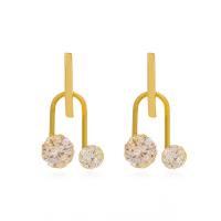 Zinc Alloy Drop Earring gold color plated fashion jewelry & micro pave cubic zirconia & for woman golden Sold By Pair