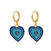 Zinc Alloy Huggie Hoop Drop Earring Heart gold color plated fashion jewelry & for woman & enamel Sold By Pair