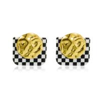 Zinc Alloy Stud Earring with Resin fashion jewelry & for woman white and black Sold By Pair