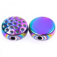 Zinc Alloy Jewelry Beads Flat Round colorful plated DIY Sold By PC