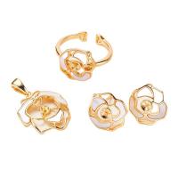 Brass Jewelry Finding Set Earring Setting & Pendant Setting & Ring Base with White Shell Flower real gold plated DIY nickel lead & cadmium free 6-7mm 6-7mm 7.5-8.5mm Inner Approx 21mm Sold By Set