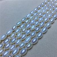 Cultured Rice Freshwater Pearl Beads, DIY & different styles for choice, white, 7-8mm, Sold By Strand