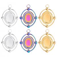 Stainless Steel Pendant Setting, 304 Stainless Steel, Oval, Vacuum Ion Plating, Unisex, more colors for choice, 18x20mm, Approx 100PCs/Bag, Sold By Bag