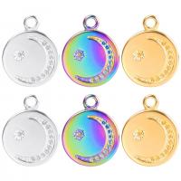 Stainless Steel Pendant Setting, 304 Stainless Steel, Flat Round, Vacuum Ion Plating, DIY, more colors for choice, 16x20mm, Sold By PC