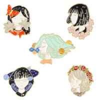Enamel Brooch Zinc Alloy Girl gold color plated Unisex mixed colors nickel lead & cadmium free Sold By PC