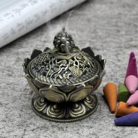 Traditional Ceramic Inserted Burner Incense Seat, Tibetan Style, half handmade, for home and office & durable, more colors for choice, nickel, lead & cadmium free, 69x73mm, Sold By PC