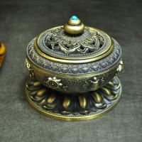 Traditional Ceramic Inserted Burner Incense Seat Copper Alloy half handmade for home and office & durable nickel lead & cadmium free Sold By PC
