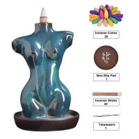 Backflow Incense Burner, Porcelain, half handmade, for home and office & durable, more colors for choice, 106x106x170mm, Sold By PC